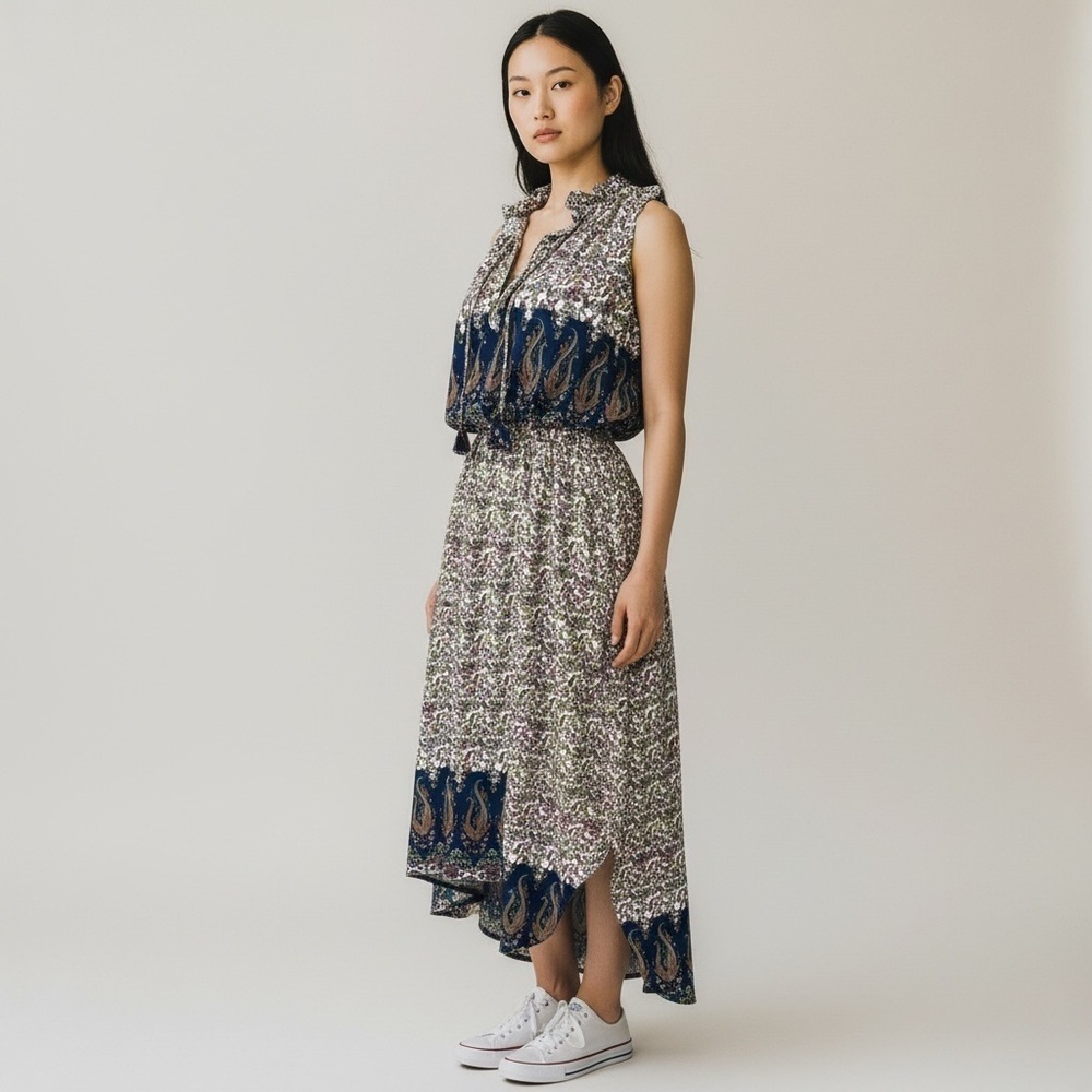 Misa Los Angeles Maddie Midi Dress French Floral Paisley Sleeveless Size Medium